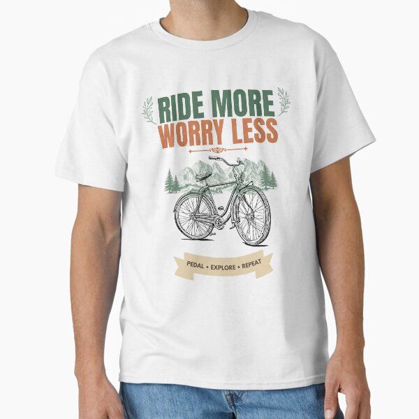 Ride More Worry Less Vintage Cycling Mountain Adventure T-Shirt