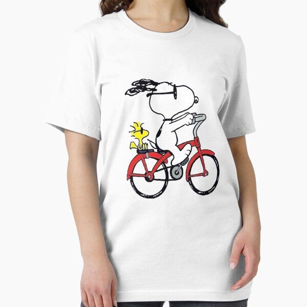 Cool Snoopy and Woodstock Riding Red Bicycle