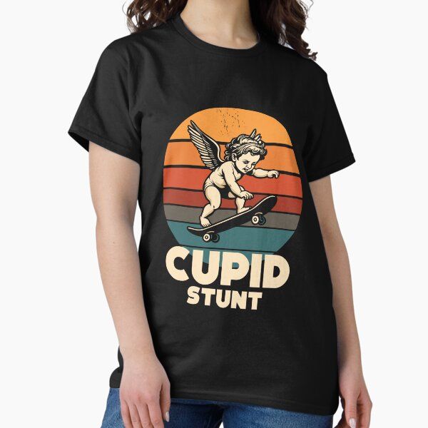 Funny Cupid Stunt Spoonerism Retro Skateboard Angel Skater